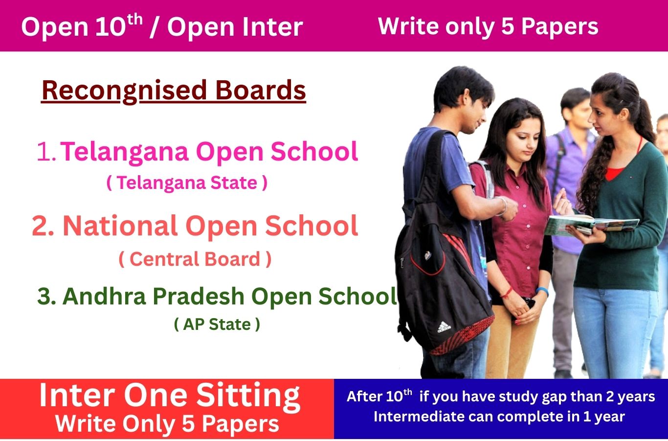 Admissions for open inter
